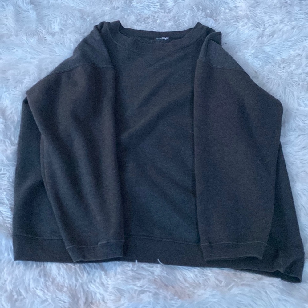 dark grey sweatshirt